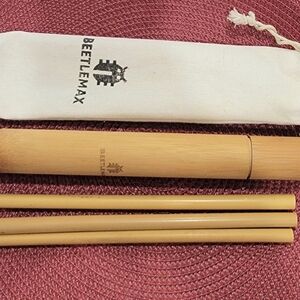Lemax Natural Bamboo Chopsticks with White Pouch
